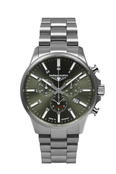 Bauhaus Aviation Herrenuhr Quarz Chronograph mit Titan-Gliederarmband